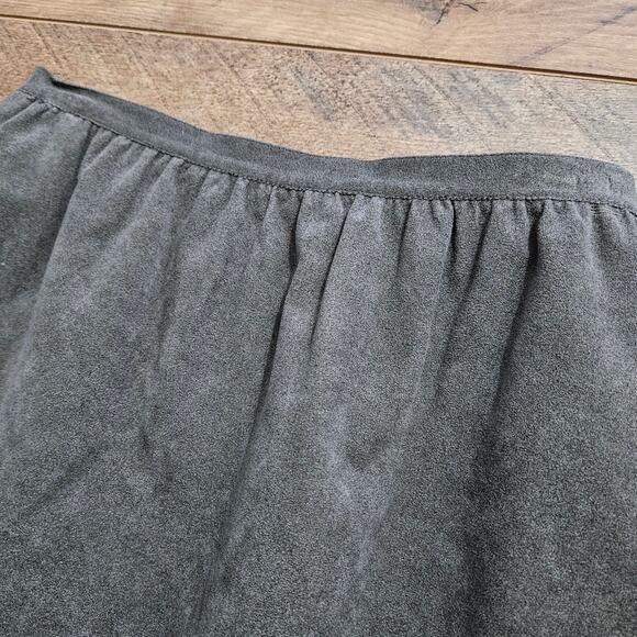 Vintage Norma Walters Gray Suede Ruched Waistband Midi Pocket Skirt Size 10 - Picture 3 of 7
